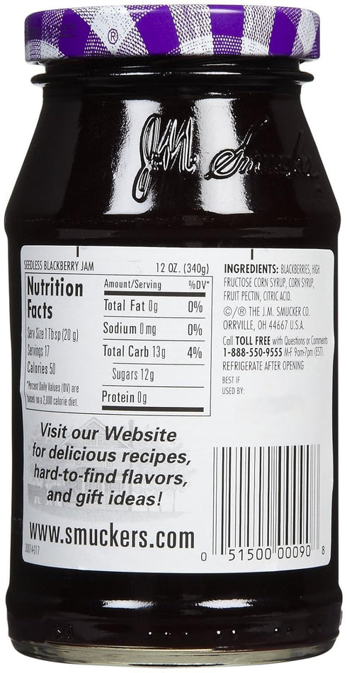 Trappist 12 oz Smucker's Seedless Blackberry Jam