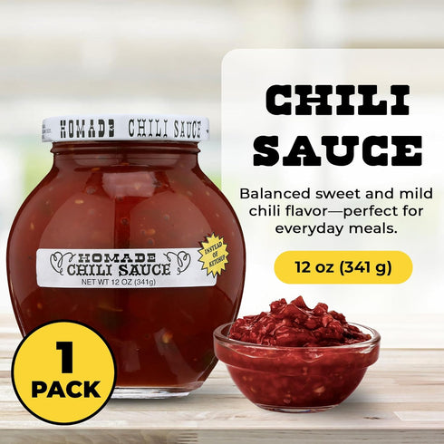 12 oz Homade Chili Sauce Bottle Sweet & Tangy Tomato-Based Condiment for Meatballs, Meatloaf Glaze, Cocktail Sauce