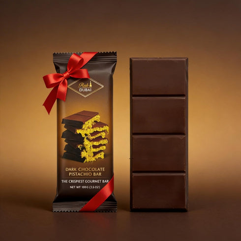3.5oz 100g, Rah Dark Dubai Chocolate Bar Pistachio, - Gourmet Chocolate Bar | Dubai Dark Chocolate Bar Pistachio |