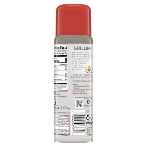 Pam No-Stick Cooking Spray, Grill, High Temperature, 5 OZ (141 g) Each, Pack of 2