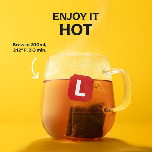 20 Lipton Lemon Ginger Tea Bags, caffeine free Tea, Refresh Fruit and Herbal Tea, Individually Wrapped, Tea Bags
