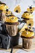 50 Pack Bee Cupcake Toppers, Glitter Bumble Bee Birthday Party Decor