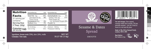35 Oz (1kg) Nutural World - Sesame and Dates spread Great Taste Award winner