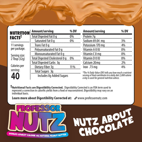 Professor Nutz 30 (12.41 Oz, Organic Peanut Butter- Low Calorie, Nut Butter, Natural Peanut Butter, Natural Fiber