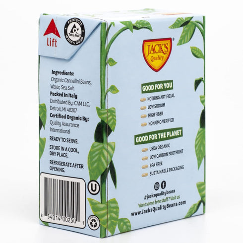 13.4 oz. (8-PACK) Jack's | Organic Cannellini White Beans | Filled with Protein & Fiber, Low Sodium & Non-GMO |