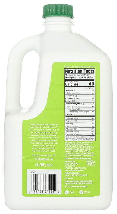 365 by Whole Foods Market 96 Organic Unsweetened Almond Milk, FZ