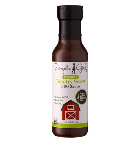 Simple Girl Organic Country Sweet BBQ Sauce - 12oz - 1 Bottle, Gluten Free, Low Carb, No Added Sugars