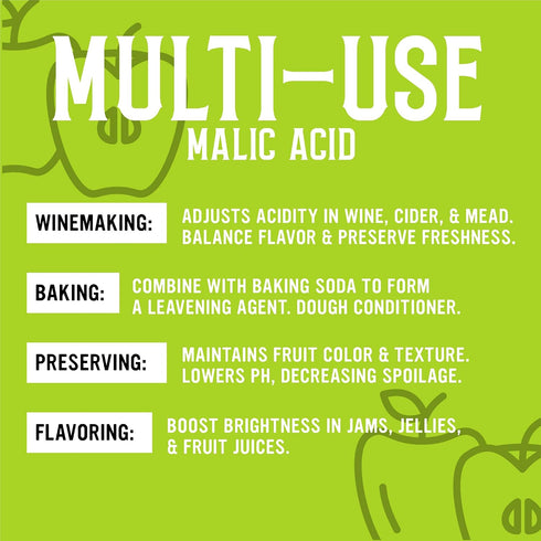1 lb Craft A Brew - Malic Acid - Food Grade - For At Home Brewing, Winemaking, Baking & Flavoring - For Hard Ciders