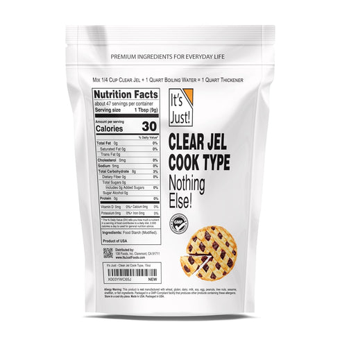 It's Just - Clear Jel Cook Type, For Baking, Canning, Cooking, Pie Filling, Modified Food Starch, 15oz, Product of USA