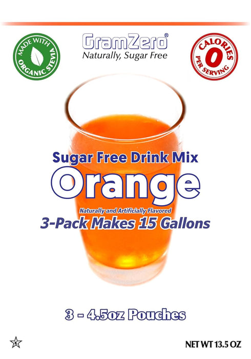 Sugar-Free Orange Drink Mix - Zero Calorie Stevia Sweetened Beverage