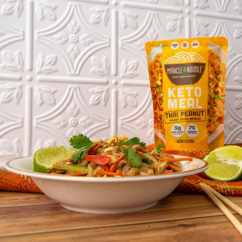 10 Oz (Pack 6), 70 Miracle Noodle Thai Peanut Ready To Eat Meal, of Plant Based Shirataki Konjac Noodles, Calories Per