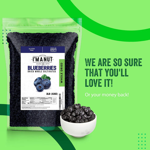1 lb (16 oz) Dried Blueberries Gluten-Free & Peanut-Free, Slightly Sweetened Great for Baking & Snacking Berries