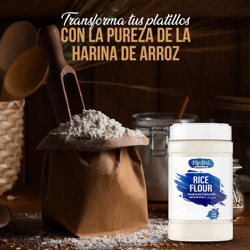 3.41 LB (1.55 Arroz PARDESI Rice Flour KG) Chawal Ka Atta, Harina de - Resealable Jar with Handle I Indian Origin I