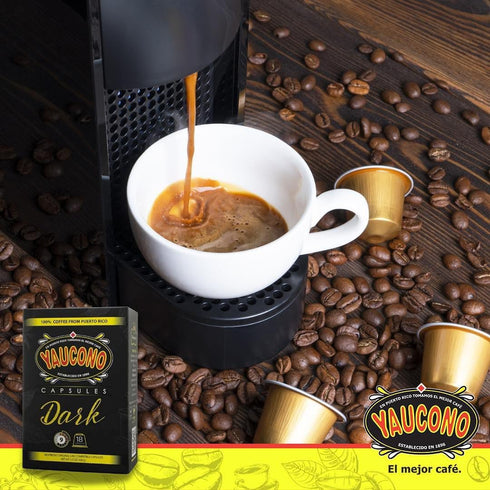 Yaucono Espresso Capsules - Dark Roast, 100 Percent Coffee from Puerto Rico, Compatible with Nespresso Machines, 18