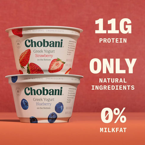 5.3oz 4-pack Chobani Non-Fat Greek Yogurt Strawberry on the Bottom