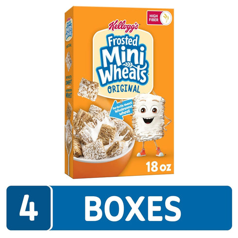 (4 Frosted Mini-Wheats Breakfast Cereal, Kids Cereal, Family Breakfast, Original Boxes)