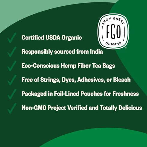 FGO Organic Moringa Tea, 100 Count, Eco-Conscious Resealable Bag, Caffeine Free (Pack of 1)