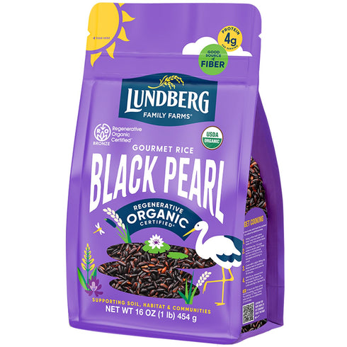 Lundberg Black Pearl Rice, Regenerative Organic Certified Full-Bodied Black Rice, Responsibly Grown
