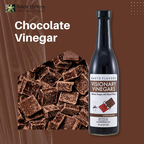 12.7 Oz Bakto Flavors Visionary Vinegars - Chocolate - Kosher Balsamic Vinegar with Natural Chocolate Flavor - Fl