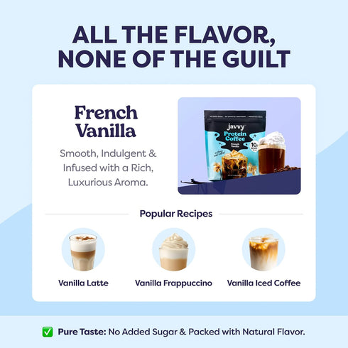 100% 80 20 French Vanilla Protein Iced Coffee - Premium Whey Protein & Instant Iced Coffees - Natural Cold Brew - Zero