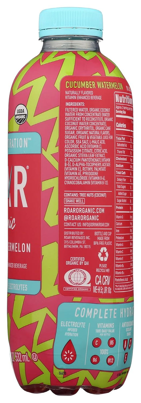 12 Pack, 18 ROAR Cucumber Watermelon Hydration Beverage FZ