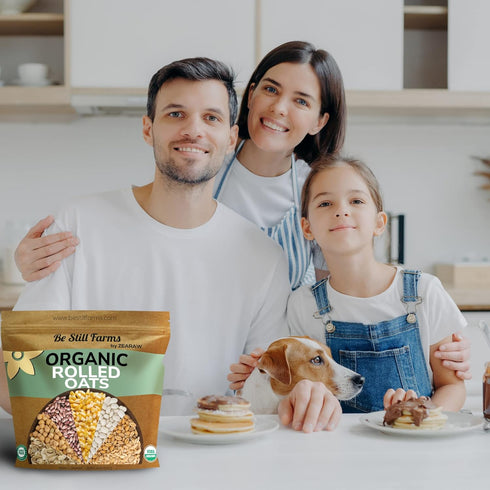 (4.8 lb) 100% Be Still Farms Organic Oatmeal Regular Rolled Oats - Old Fashioned Oat Bulk - Whole Grain | High in Fiber