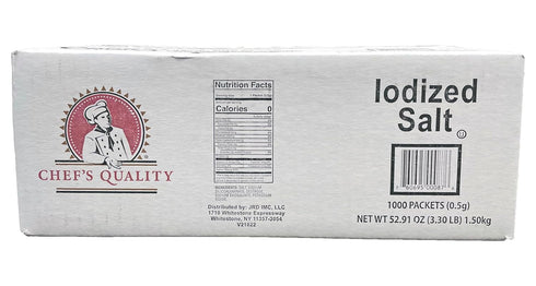 Chef's Quality Packets Packets (1000 Packets) Individual Salt - Portable Salt - OU-Kosher Salt