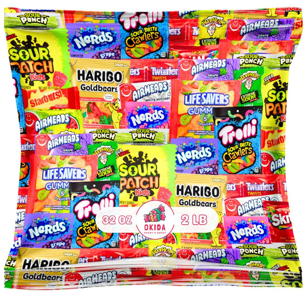 Okida Assorted Candy Variety Pack - Individually Wrapped Party Candy Assortment - Candy