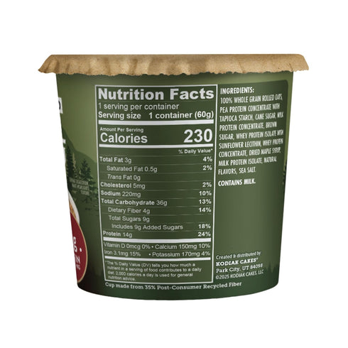 2.12oz (Pack 12) Kodiak Cakes Instant Protein Maple & Brown Sugar Oatmeal in a Cup
