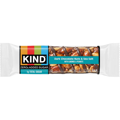 5g 5 Count Kind Zero Added Sugar Healthy Snacks Bars, Dark Chocolate Nuts & Sea Salt, Gluten Free, High Fiber, Keto