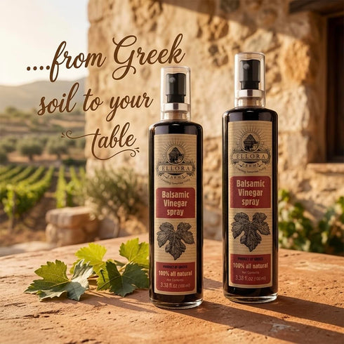 3.38 oz 2 Ellora Farms, Balsamic Vinegar Spray bottle, clog-free pump, barrel aged, Greece, X Glass bottles