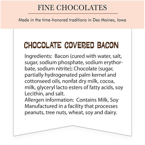 6 "Muddy Pigs" Chocolate Covered Bacon Strips - Hickory Smoked Bacon Strips - Gourmet Artisan Chocolates Made Fresh