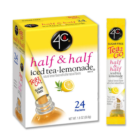 4C Packets, 6 Pack, 24 Count, Powder Drink Mix Half & Half Singles Stix On the Go, Refreshing Sugar Free Water
