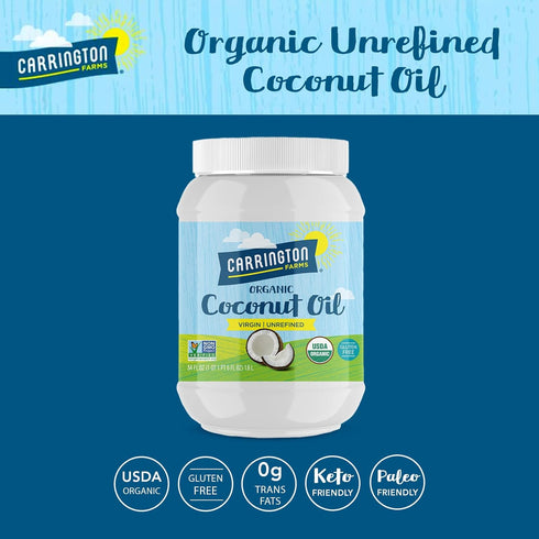 54 Oz Carrington Farms Organic Virgin Cold Pressed Coconut Oil for Cooking, Unrefined & Nutrient Dense, MCT Oil