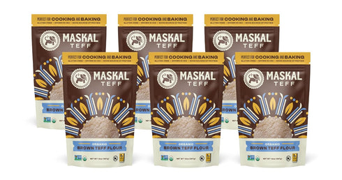 Maskal Teff Organic Brown Teff Flour, 14 Ounce (6 pack)
