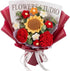 Ginwrek Crochet Flowers Crochet Flower Bouquet Knitted Roses & Tulips, Long-Lasting Bouquet of