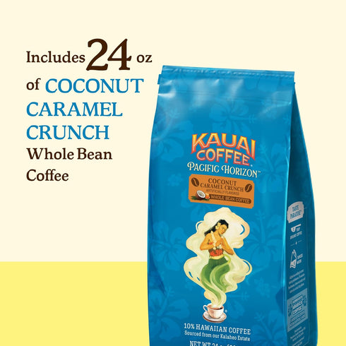 1 Pack 24oz Kauai Coffee Whole Bean Coffee Smooth, Non-Bitter Medium Roast Pure Arabica Nutty Caramel and Tropical