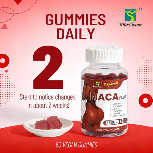Gummies 1500mg, 60 Count Maca Plus Curves, Energy & Skin Health Support with Black Maca Root & Dong Quai, Mixed Fruit
