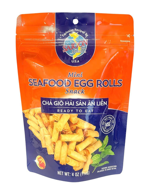 Generic 2 Packs 4 Oz 2 - Mini Seafood Egg Rolls Ready to Eat - Cha Gio Mini Hai San An Lien - per Bag with Bags per