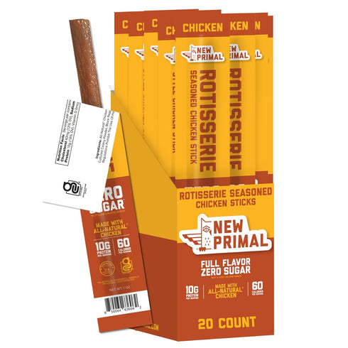 New Primal Rotisserie Chicken Sticks, Zero Sugar High Protein Snack, Gluten Free