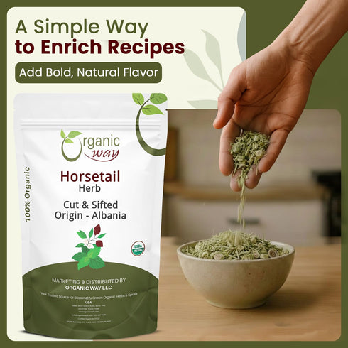 Horsetail (Equisetum 100% Albania (1/4LBS 4Oz.) Organic Way Herb Cut & Sifted arvense) - Herbal Tea | European