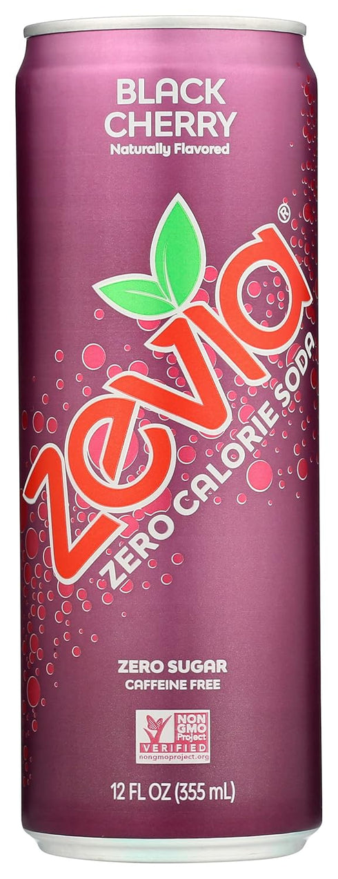 Zevia Zero Calorie Soda, Black Cherry, Non-GMO, 12 Fl Oz (Pack of