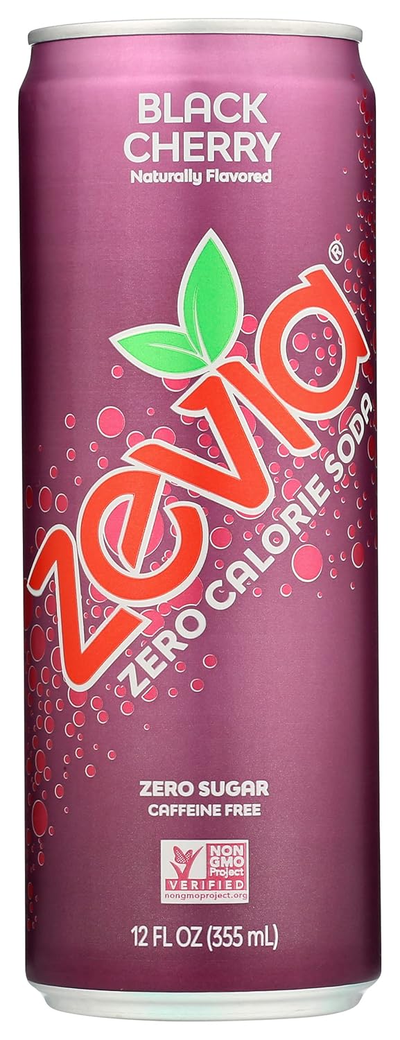 Zevia Zero Calorie Soda, Black Cherry, Non-GMO, 12 Fl Oz (Pack of
