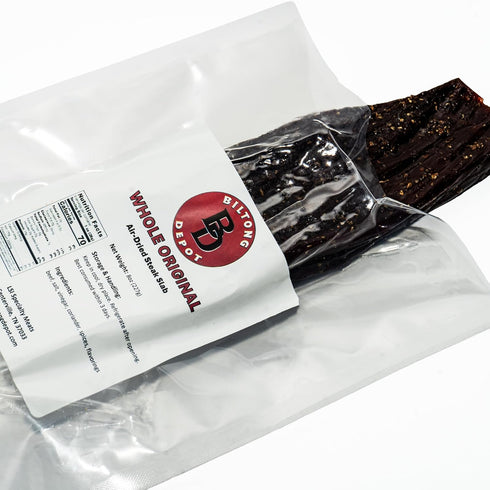 1lb (2 8oz Biltong Depot Original Beef Biltong Slab x Slabs) | Air-Dried Beef Jerky Snack | High Protein | Zero Sugar |