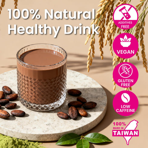 4 BOBA CHiC Natural Mocha Amazake Bedtime Hot Cocoa Matcha Latte Powder Alternative with GABA Black Rice Servings