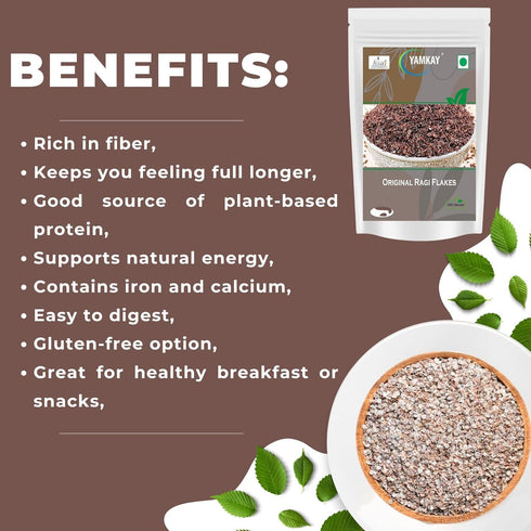 (700 Yamkay Original Ragi Flakes -Sugar Free | Finger Millet | Healthy Breakfast Millet | Gluten-Free | High-Fibre Food