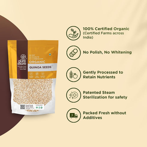 500gm Pure & Sure Organic Quinoa Seeds | Quinoa Grains for Healthy Eating | Vegan, Non GMO, No Preservative