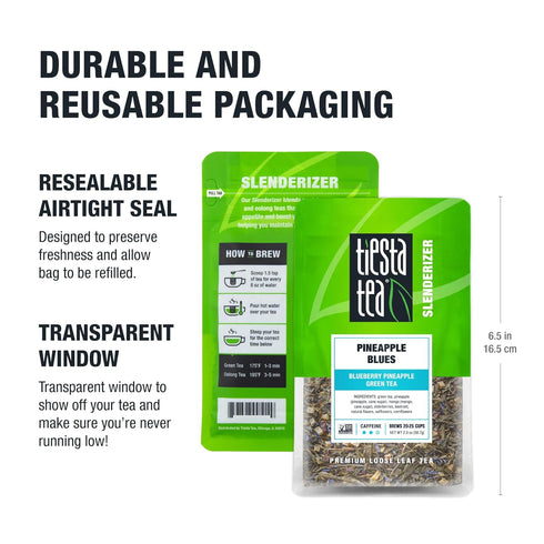 25 2 Tiesta Tea - Pineapple Blues, Loose Leaf, Blueberry Pineapple Green Tea, Premium Tropical Blend, Medium