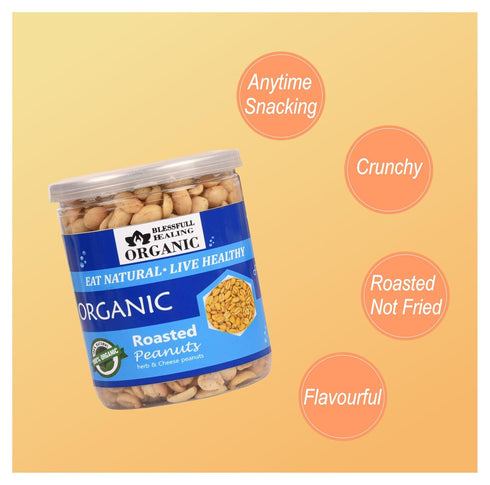 Blessfull Healing 300 Organic Natural, Vegan Herb & Cheese Roasted Peanuts Crunchy Healthy Snacks Gram