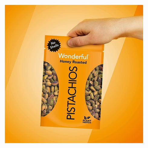 Wonderful Pistachios No Shells - Honey Roasted Nuts, 5.5 Ounce Resealable Bag, Gluten Free Protein Snacks